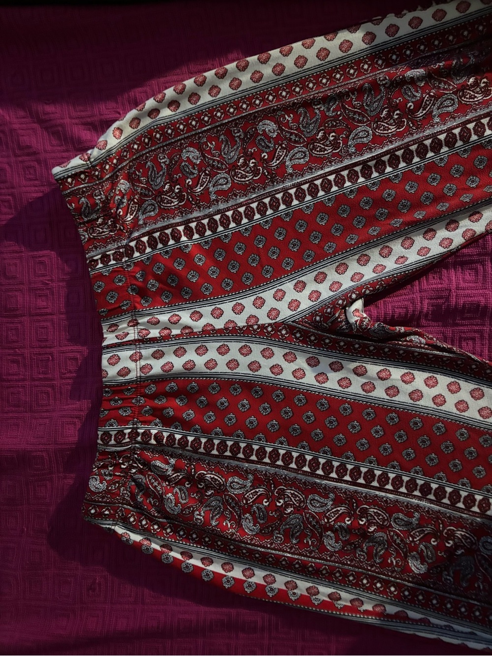 Vibe Red and Ivory Paisley Print Pants